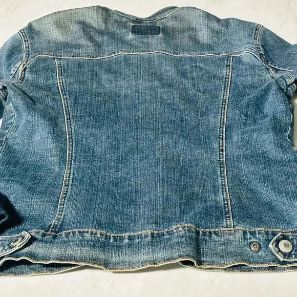 Vintage Women's Levi’s Collarless Jean Jacket - Snap Buttons - Denim Large L - Picture 2 of 13